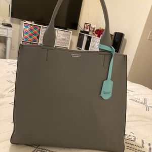 Tiffany’s grain leather women’s tote silver gray